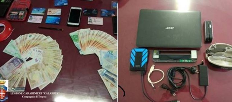 Usavano finto bancomat per clonare carte, due arresti a Ricadi