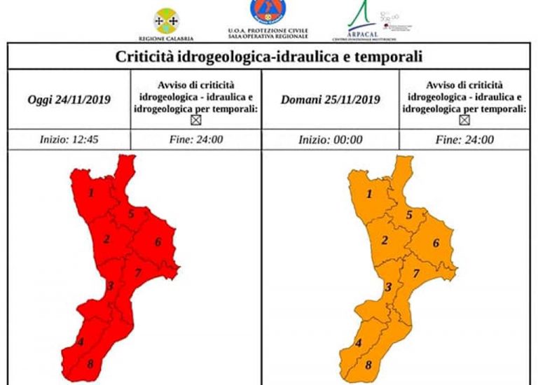 Allerta arancione per lunedì, scuole chiuse a Vibo