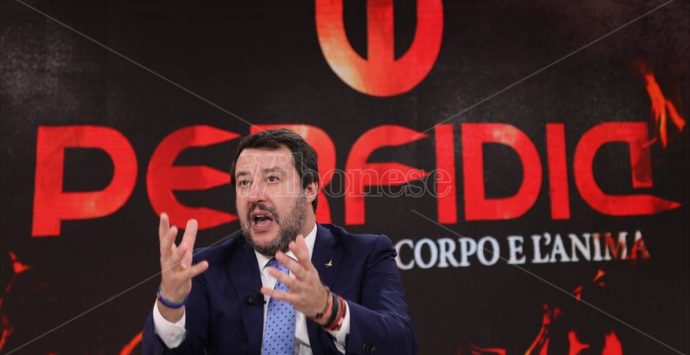 Salvini a Vibo, il leader della Lega negli studi di LaC – Le immagini