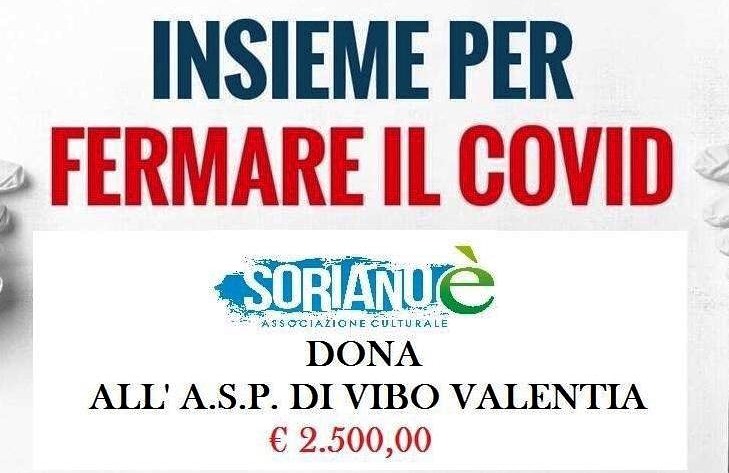 Emergenza sanitaria, “Soriano è” dona 2.500 euro all’Asp di Vibo