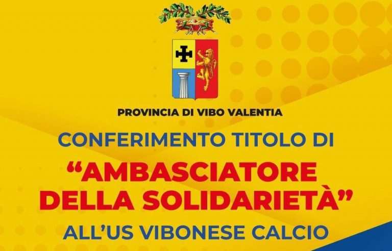 Ambasciatori della solidarietà, la Provincia premia la Vibonese calcio