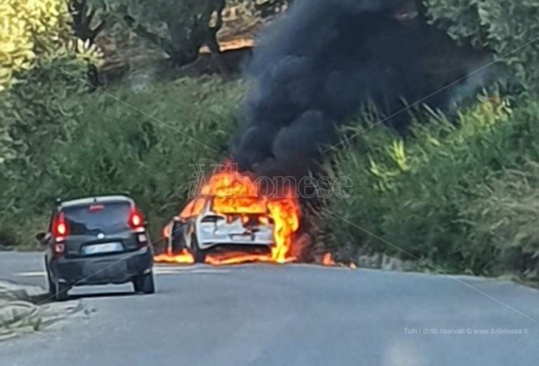 Paura lungo la provinciale 77, auto in fiamme in località Mutari – Video