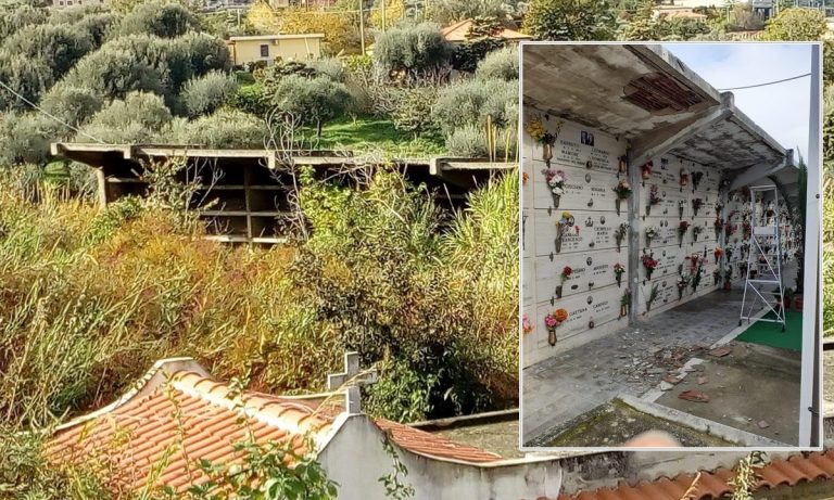 Cimitero di Bivona, il degrado incalza: erbacce, cornicioni che crollano e opere edili mai finite