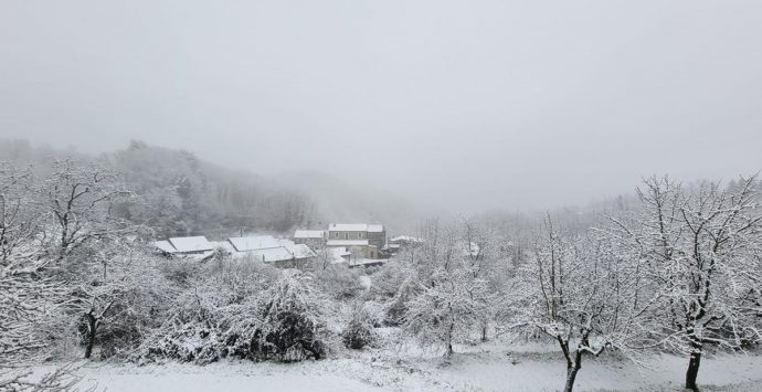 Neve sulle Serre vibonesi: la primavera debutta con fiocchi e gelo in tutta la Calabria