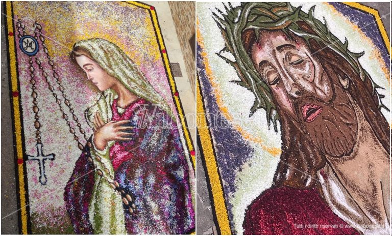 Un bellissimo tappeto di fiori, fede e arte a Potenzoni per l’Infiorata -Foto