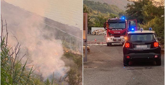 Incendio a Pizzo, a fuoco la collina vicino il supermercato Coop – Video