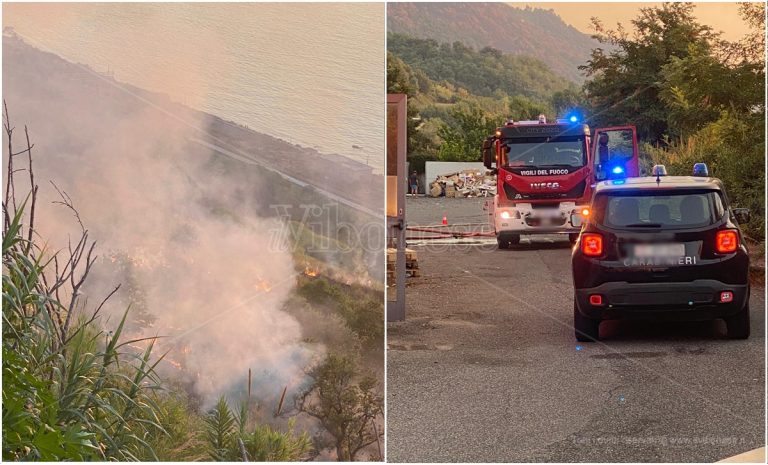 Incendio a Pizzo, a fuoco la collina vicino il supermercato Coop – Video