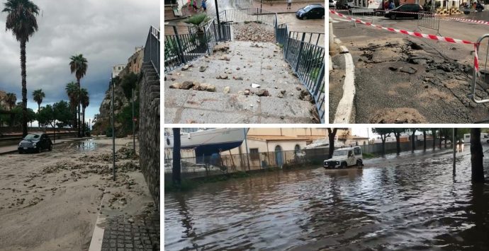 Bomba d’acqua a Tropea: tombini saltati e lungomare allagato  -Video