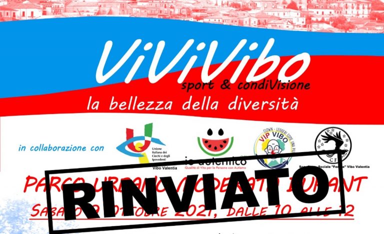 Disabilità e inclusione, l’evento “ViviVibo” rinviato a causa del maltempo