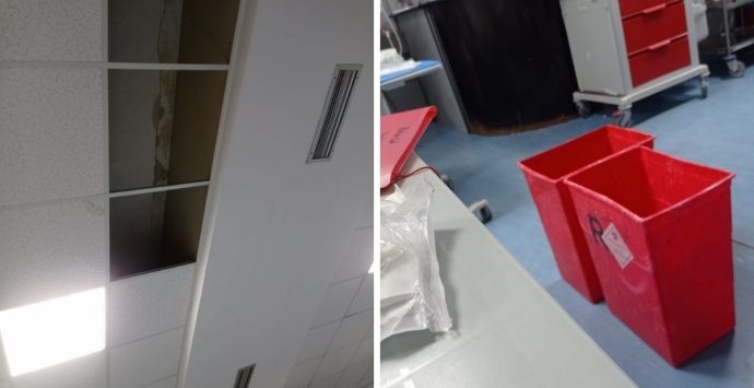 Piove nel reparto Dialisi dell’ospedale di Vibo, i pazienti: «Secchi ovunque per raccogliere l’acqua» – Video