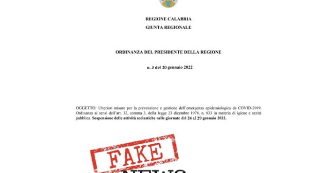 Scuole chiuse in Calabria? È una fake news, la smentita della Regione: «Ordinanza falsa»