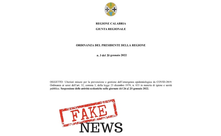 Scuole chiuse in Calabria? È una fake news, la smentita della Regione: «Ordinanza falsa»