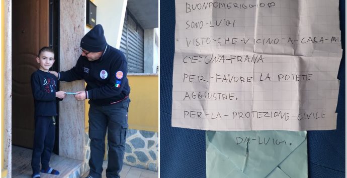 San Calogero, la letterina di Luigi alla Protezione civile: «Potete aggiustare la frana vicino casa mia?»