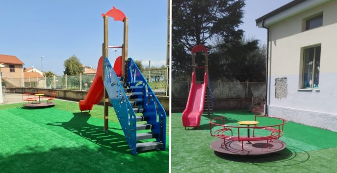 Rombiolo, installati i giochi nel giardino della scuola dell’infanzia