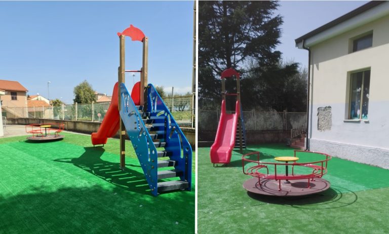 Rombiolo, installati i giochi nel giardino della scuola dell’infanzia