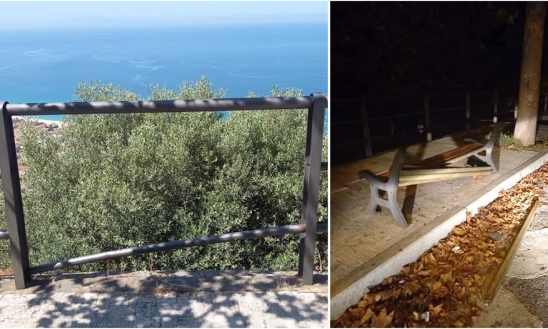 Nicotera, ancora vandali su viale San Francesco: danni a panchine e balconata