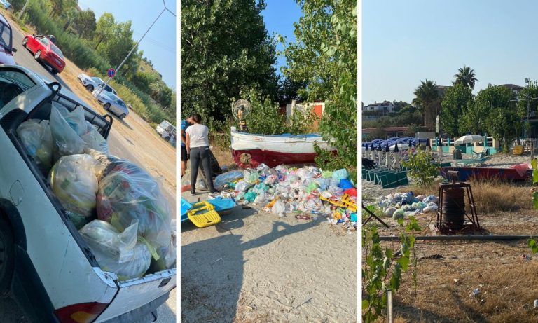 Montagne di rifiuti in spiaggia a Briatico: dopo la pulizia, l’installazione di telecamere