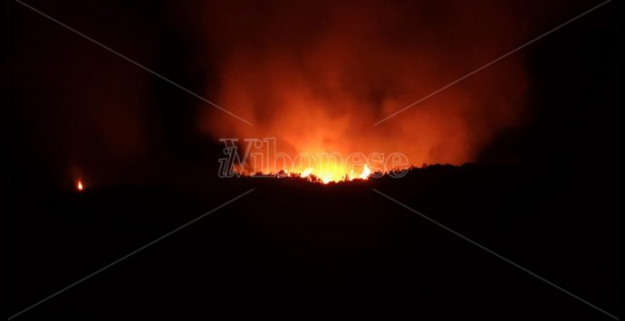 Vasto incendio sulla collina che sovrasta Santa Domenica di Ricadi – Video