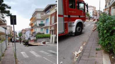 Vento a Briatico, danni ai tetti e pannelli per strada. Strada chiusa tra Serra e Soriano