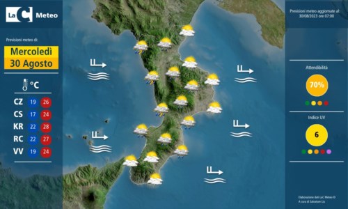 Meteo: aria fresca, piogge e locali temporali in Calabria