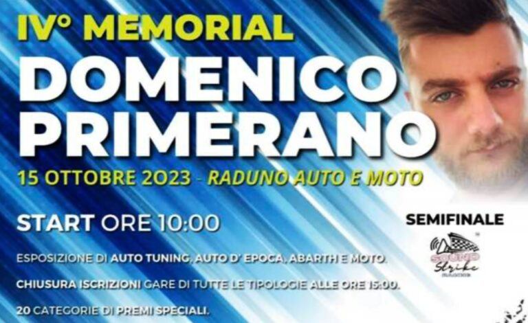 Portosalvo, un raduno di auto e moto per ricordare Domenico Primerano