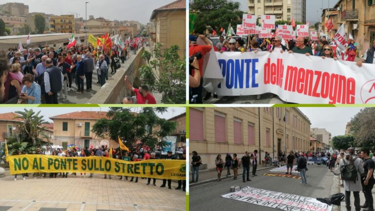 Un Ponte lastricato di No: la grande manifestazione contro l’opera sullo Stretto