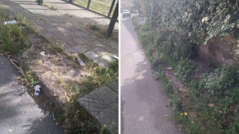 Marciapiedi invasi da rifiuti ed erbacce a Bivona, i residenti: «Basta degrado»