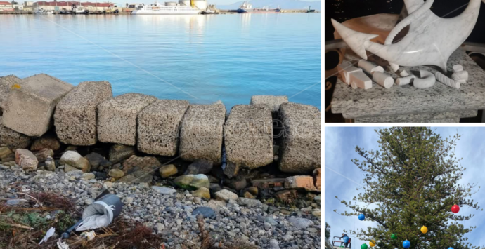 Ancora vandali in azione a Vibo Marina, dopo l’albero di Natale presi di mira i cestini dei rifiuti sul lungomare