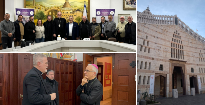 Monsignor Nostro e i sacerdoti vibonesi in Terra Santa, a Nazareth l’incontro con il sindaco e il vescovo