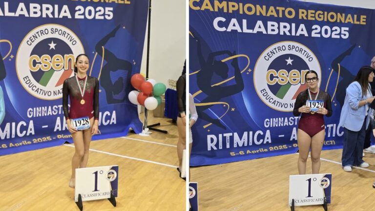 Due studentesse vibonesi conquistano il campionato regionale di ginnastica artistica e ritmica in due categorie
