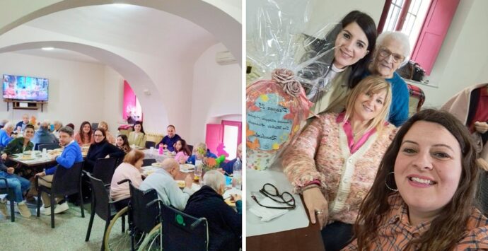 Gli amministratori comunali di Rombiolo a pranzo con gli anziani della casa di riposo per celebrare la Pasqua