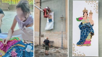 Pizzoni, le “Uncinettine” stupiscono ancora: 70 gomitoli di filo e 5 mesi di tempo per realizzare a mano l’effige della Madonna delle Grazie
